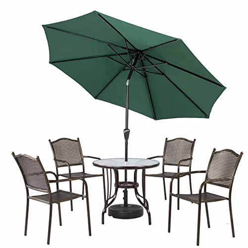 KEEPREAPER Sonnenschirm Balkon Strand windfest stabil grün, Marktschirm wasserdicht klein mit Kurbel und Kippen UV Schutz UPF 50+, 270cm (ohne Schirmständer) Cover