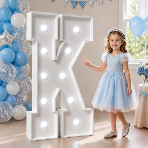 Image of Marquee Letters 4 Feet Tall, Cool Light Up Letters K for Party Decor | 4ft Marquee Light Up Letters for Birthday Graduation Decor, Large Sign for Wedding Baby Shower 26 Pcs Accessory Set