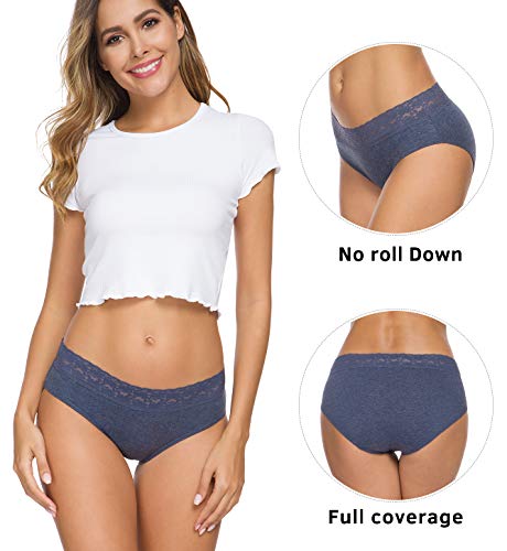 Image of Hipster Panties for Women Underwear Lace Bikini Hip-huggers Panties 5 Pack