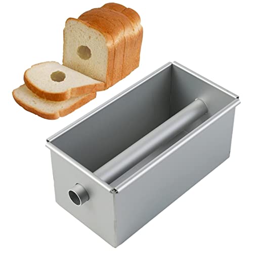 Hongjingda Bread Bin Mould - Non-Stick Coated Loaf Tin, Box Made of Aluminium Alloy, Long and Reusable Bread Baking Mould with Removable Tube for Cakes and Sandwich Meat Roasting