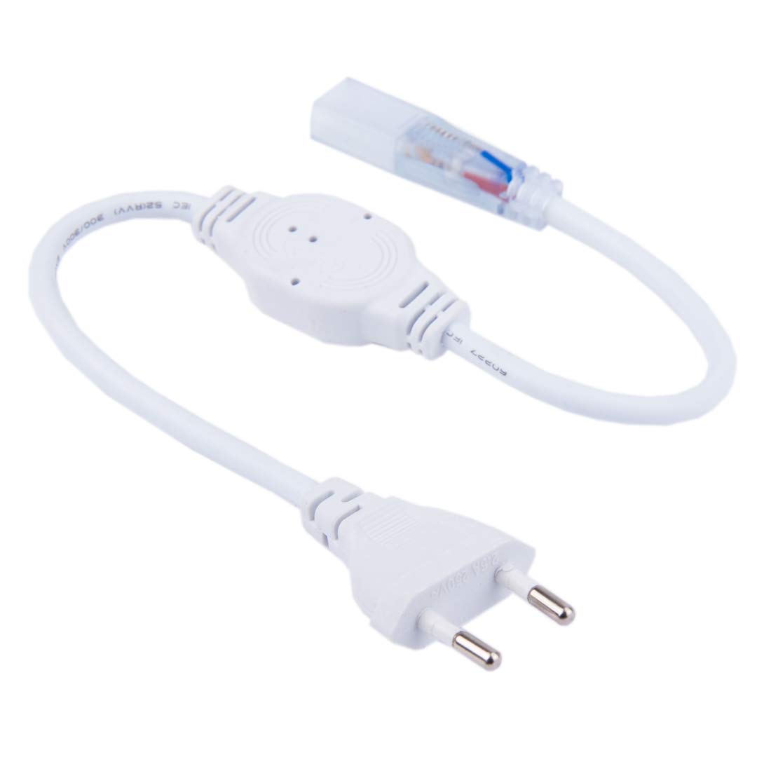 Zhouzl ضوء EU Plug 2 Pin Casing lED Strip Connector AC Power Supply Adapter Cable(White) ضوء LED (Color : White)