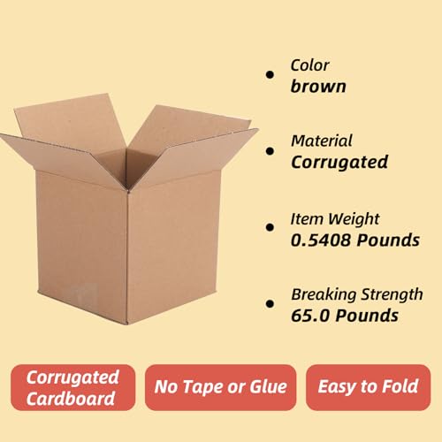 Image of Schliersee 5x5x5 Shipping Boxes Set of 50, Brown Kraft Corrugated Cardboard Square Business Boxes Mailers for Packaging, Moving