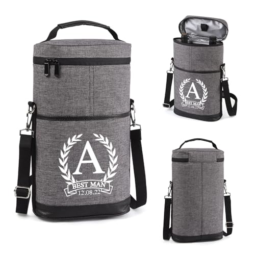 Personalized Insulated Wine Cooler Bag: Custom Name Leakproof & Insulated Padded Versatile Wine Cooler Tote Bag - Gift for Wedding House Warming - for Travel, Dinner, Party, Wine Accessories for Wine