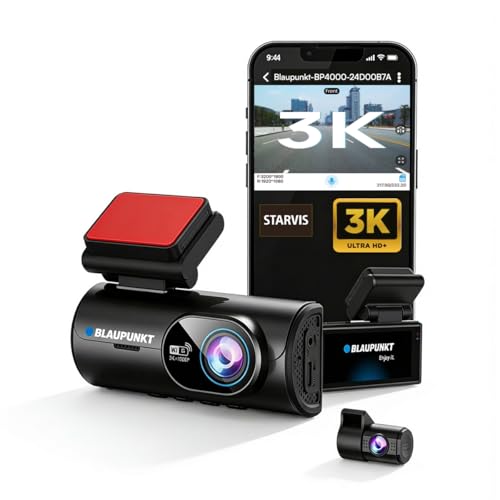 Image of Blaupunkt Dashcam-BP 4000 WiFi Dual Camera 3K +1080P,3.16 inch IPS Screen, 5MP, IMX 335sensor, Supports ADAS,G Sensor,512GB SD Card Capability,170 Wide Angle View, Built-in Mic and Speaker