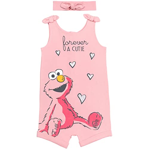 Sesame Street Elmo Baby/Toddler Girls Romper and Headband Bow Set