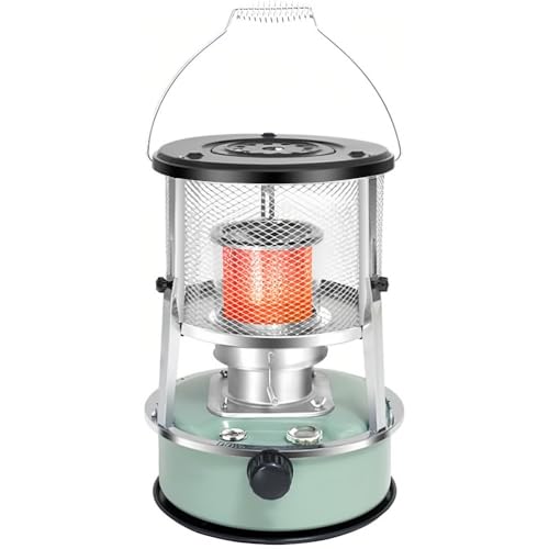 SAYEYBU Calentador PortáTil De Queroseno, Calefactor PortáTil para Camping Y Tiendas De CampañA, AutonomíA De 15 A 17 Horas, para Camping En Interiores Y Exteriores,Verde,Glass Chimney