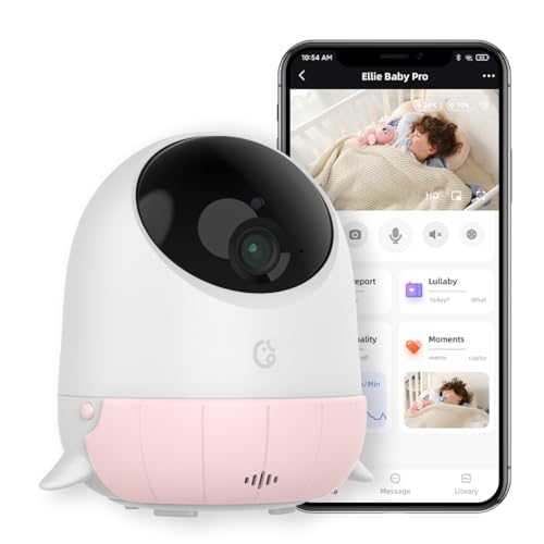 Image of Ellie Baby Monitor with Camera and Audio, Face Covered Alert, AI Cry Soothing Lullaby, 2K HD Camera, Auto Photo Capture, Virtual Fence, Infrared Night Vision, Sleep Analysis, Temp& Humidity Detection