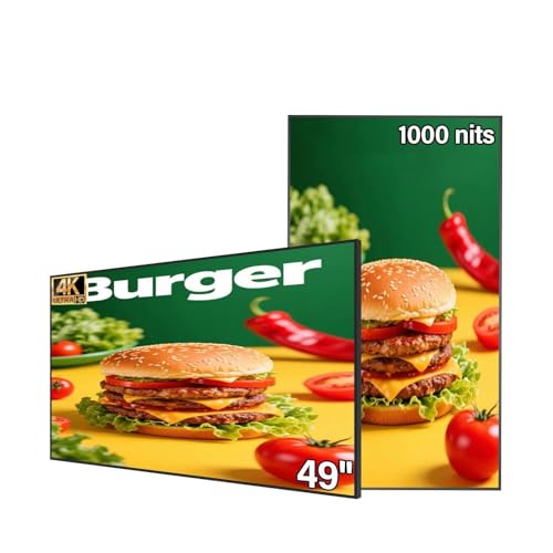 Image of 49inch Wall Mount Digital Signage, 1000nits High Brightness Advertising Display, Slim Fit Frameless Digital Kiosk, CMS /Plug & Play Auto Play, 7 /24 Timer Switch, Smart Split Screen Play, Android OS