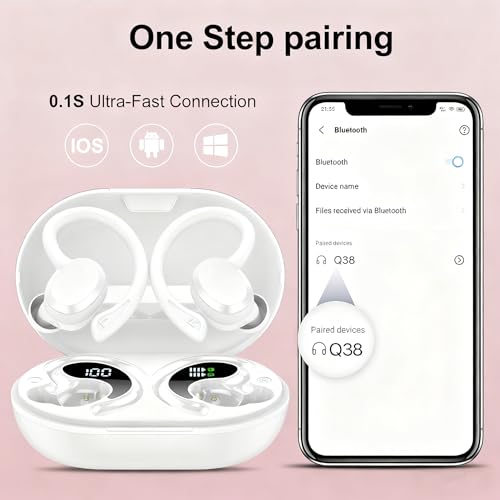 Image of sprtoybat Wireless Earbuds, 2026 New Bluetooth 5.4 Headphones Sport Earphones with 68Hrs Playtime LED Display ENC Noise Cancelling Mic, IPX7 Waterproof Over Ear Ear Buds with Hook for Sports /Running