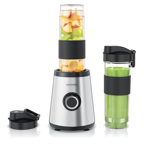 Arendo - Standmixer klein - 500 W – mini Smoothie Maker to Go - Mixer - zwei Becher – 500-570 ml...