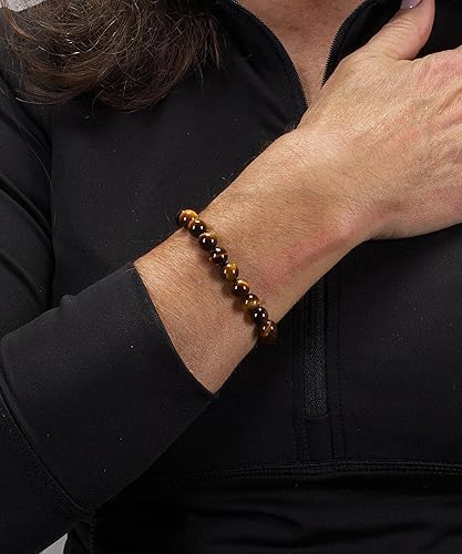 Small, Medium, Large Sizes - Gemstone Beaded Bracelets For Women and Men - 8MM Round Beads Tiger's Eye - AAA Grade - Image 2