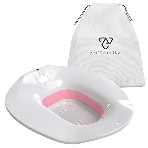 Sitz Bath for Toilet Seat – Perfect for Postpartum Care & Yoni Steam – Designed for Soothing and Relieving Perineal & Hemorrhoid Inflammation – Retractable and Easy to Store (Pink)