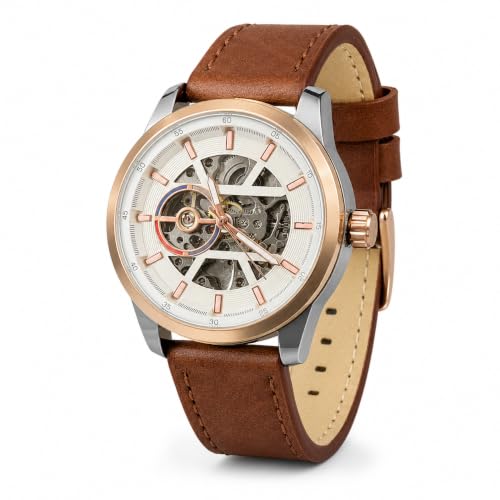 Automatic Skeleton Watch for Men Analog Leather Strap Luxury Wrist Watch