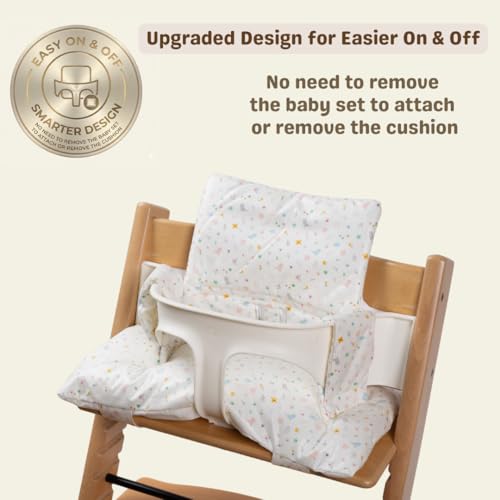 Image of Waterproof & Compatible Stokke Tripp Trapp Cushion Set - Made Fabric from Korea 100% Cotton Stokke Tripp Trapp High Chair Cushion Set (Little Birdie / 49.5 Counts)