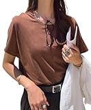 [神戸レタス] Tシャツ レディース トップス 半袖 丸首 綿100% カジュアル 仕事 通勤 バイト おしゃれ [C5106] M ブラウン