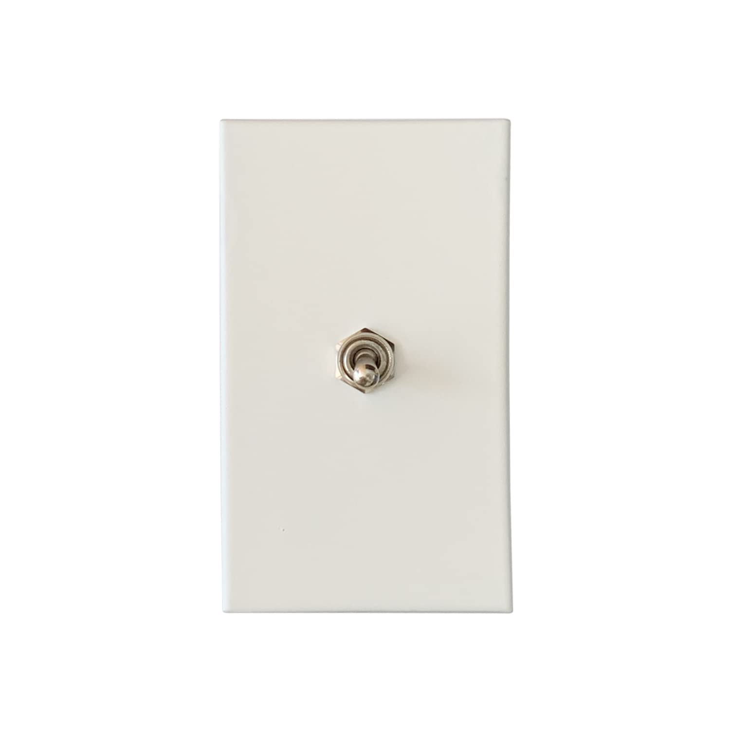 ARUASTUDIO Retro Interior Light Switch ON-Off Set, Switch Plate, Toggle Switch 15A, 250V, AC, 2Pin (White 001 Silver)