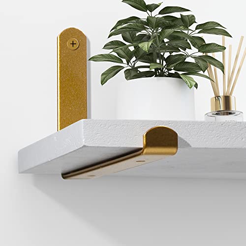 Afuly Gold Floating Shelves White Shelves For Wall, Wall Mounted Shelves For Bedroom Bathroom Living Room, Floating Book Shelves Wall Display Shelves Wood, Set Of 2 #TOP3