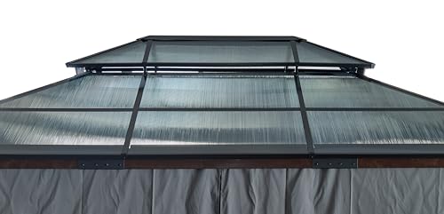 LOPOO 10' x 13' Hardtop Wood Gazebo for Patios with Polycarbonate Roof, Privacy Curtains, and Mosquito Netting - Image 5