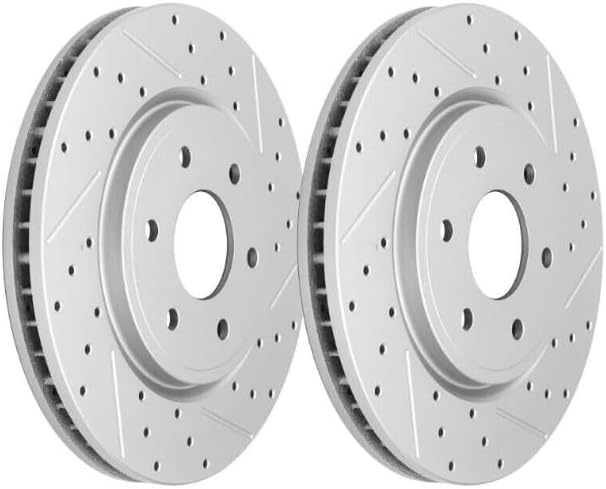 Miniatura 2 de Rotores de freno delantero para FRONTIER, PATHFINDER, XTERRA, SUZUKI EQUATOR-Premium perforados y ranurados ROTORES, Mecánico certificado ASE