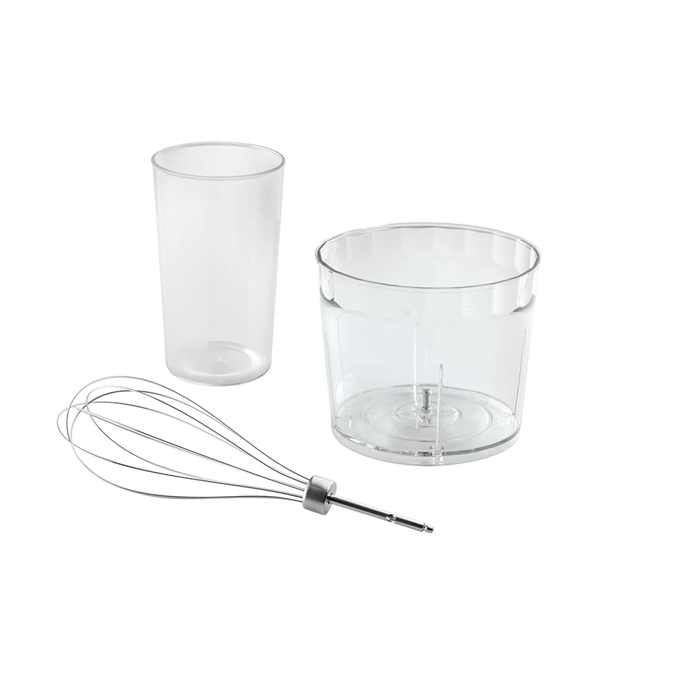 Russell Hobbs Batidora de inmersión [batidora de mano 3 en 1] Picadora eléctrica (procesador de alimentos con 3 accesorios para alimentos para bebés, batidos, sopa, 2 velocidades + pulso, acero