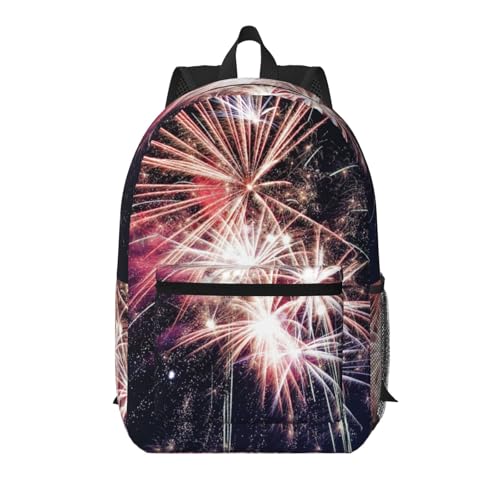 Sac à dos quotidien multi-poches 43cm avec imprimé feu d'artifice
