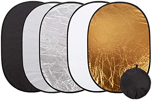 BOLLUMA 150x200cm 5 en 1 Réflecteur de Lumière Ovale Multi-Disque Réflecteur Pliable Portable avec Sac de Transport pour Photographie Vidéo Studio Cover