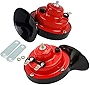 jeseny 2 Pieces 12V Car Siren Horn, 300DB Loud Security Signal Speake, Car Waterproof Air Electric Snail Double Horn Replacement Kit, Universal for Most Cars Motorcycles Bicycles (Red)