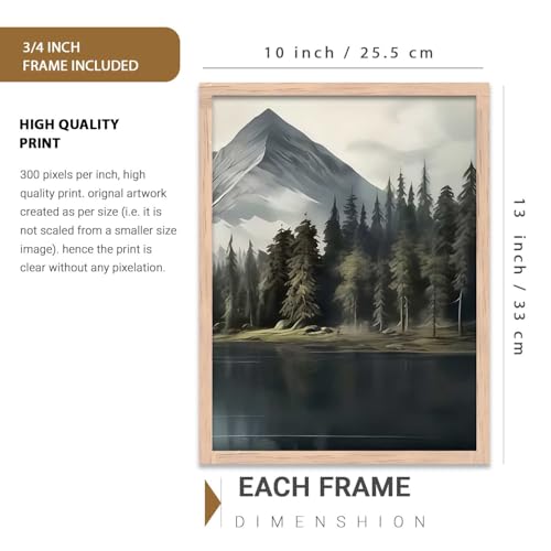 Image of kotart Big Aesthetic Mountains View Wall Art Paintings | River View Framed Painting | Nature Art Vastu Frames for Living Room Bedroom Wall Decor Set Of 3 (10X13 inch)