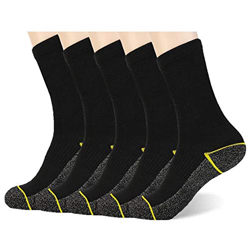 Kodal - Calcetines de deporte - para hombre Crew-negro/amarillo-5 pares L