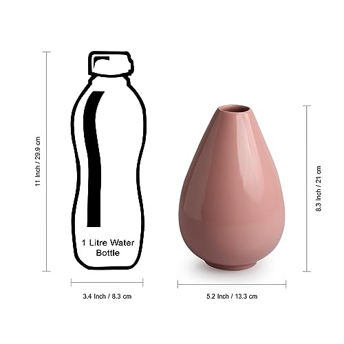 Image of ExclusiveLane 'Dewdrop' Modern Ceramic Decorative Vases for Home Decor Flower Vase for Living Room Bedroom (Handglazed Studio Pottery, 8.3 Inches)