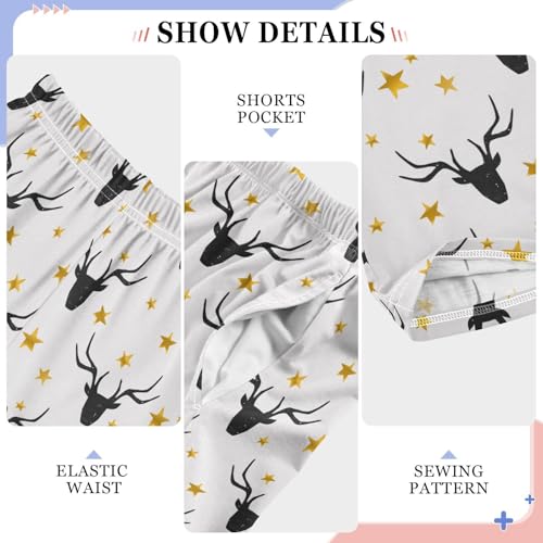 Moose Head and Star Boys Long Pants Soft Trousers Elastic Waist Kids Lounge Bottoms with Pockets S-XL4