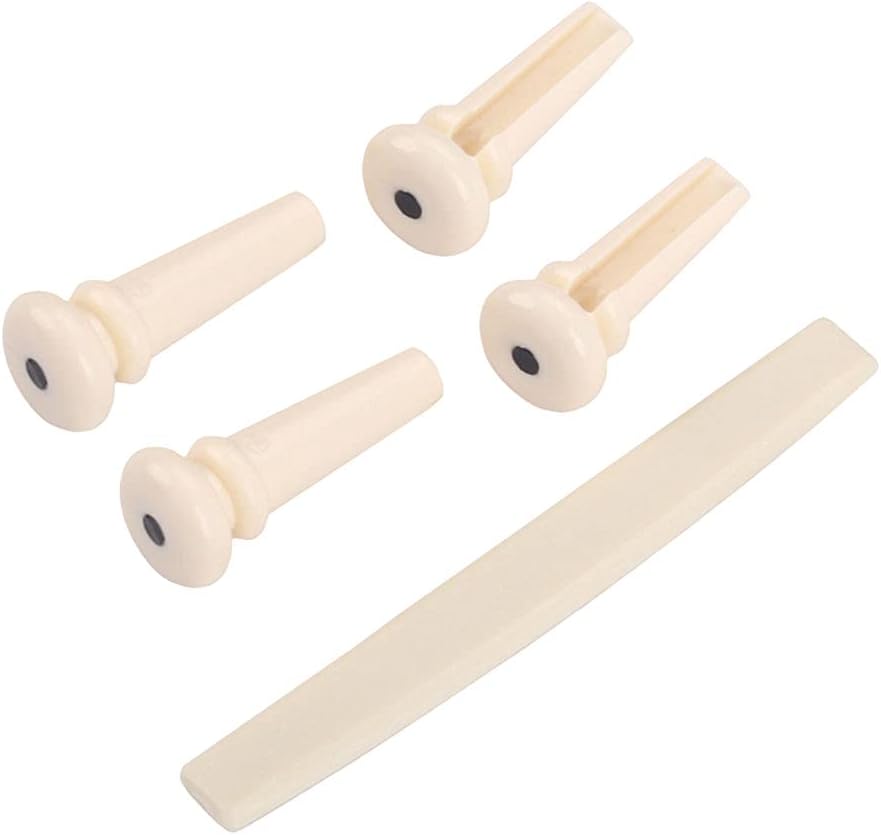 Baosity 4pcs Acoustic Bass Guitar Bridge Pin+Saddle for Bass Guitar Replacement Accessory : Musical Instruments