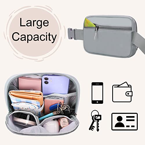 LLYWCM Fanny Packs for Women - Belt Bag for Women - Fanny Pack Crossbody Bags - Grey Fanny Pack with Adjustable Strap, Fashion Cross Body Fanny Pack for Running Workout Hiking Travel - Thumbnail 3