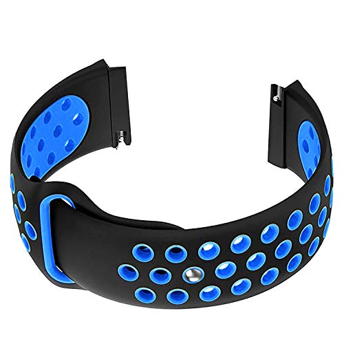 Image of ACM Watch Strap Silicone Belt 22mm Compatible with Fossil Gen 5 Carlyle Smartwatch Sports Dot Band Black with Blue