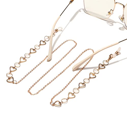 DGHNLM Fashion Gold Copper Peach Heart Glasses Chain Glasses Chain Metal Glasses Rope