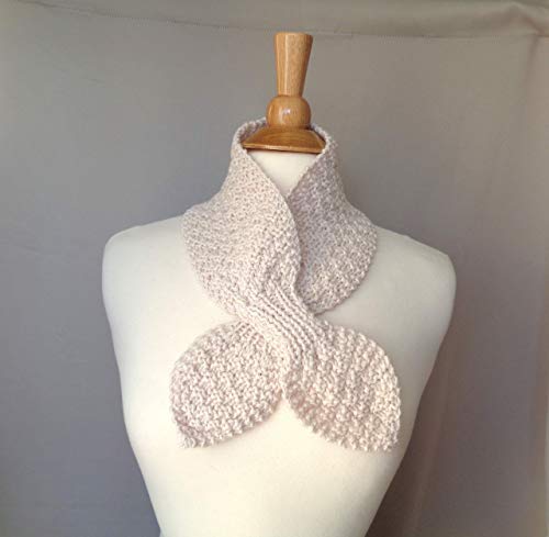 Ascot Bow Scarf, Hand Knit Cotton Blend, Pull Through Keyhole Scarf, MULTIPLE COLOR CHOICES2