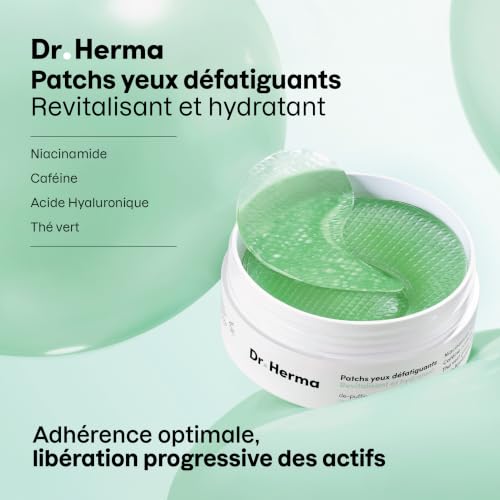 Dr Herma – Patch Yeux Hydrogel – Patchs Yeux Anti Cerne et Poches – Niacinamide, Caféine, Acide Hyaluronique et Peptides – Korean Skincare – Boite de 60 Patch Yeux Hydratant pour Contour Yeux Fatigué – vue 2