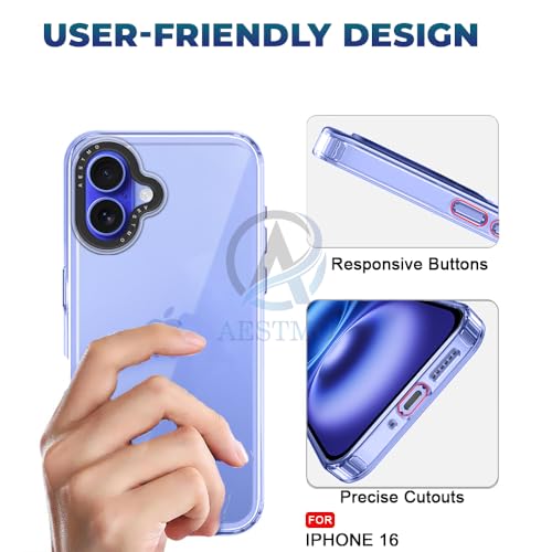 Image of AESTMO Back Cover Case for iPhone 16 | Electroplated Buttons | Stylish Camera Border | Crystal Clear Hard Back Cover Case (TPU & PC, Transparent Bumper)