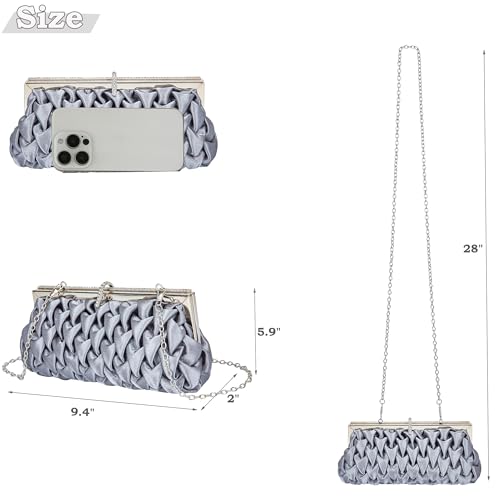 Image of Classic Satin Clutch Bag Diamante Embellished Formal Evening Handbag for Wedding Prom Party Purses