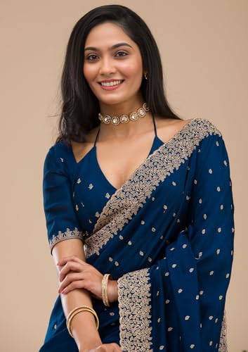 Image of Yashika Women Vichitra Silk Saree with Embroidered Border| Sarees Bollywood Sari | New Sarees | Saree Blouse| Designer Saree (AZ-YS-OG-LADYQUEEN-Parent)