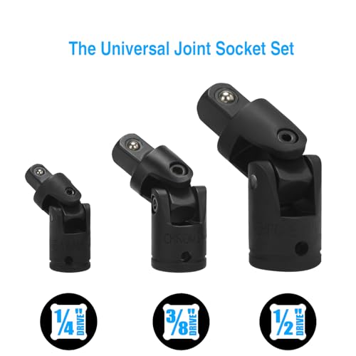 Image of VASTOOLS Universal Joint Socket Adapter and Reducer Set,7-Piece,Drive sizes: 1 /4 in., 3 /8 in., 1 /2 in.