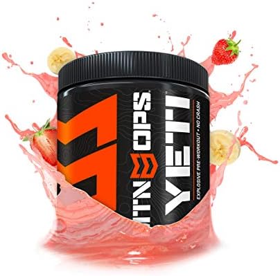 MTN OPS Yeti Monster Pre-Workout Powder Energy Drink, 30-Serving Tub, Strawberry Banana