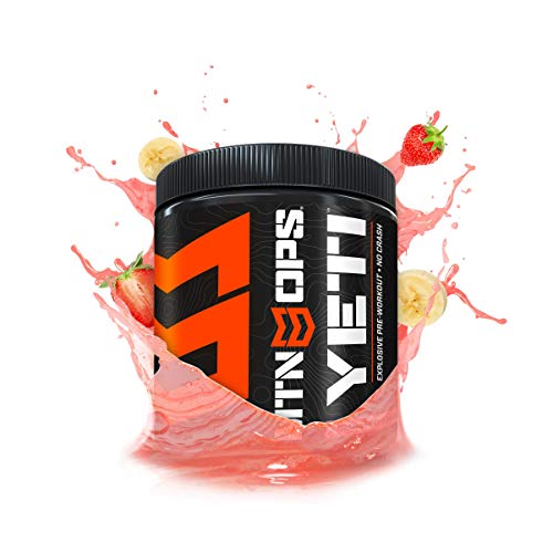 Mtn Ops Yeti Monster Pre-Workout Powder Energy Drink, 30-Serving Tub, Strawberry Banana #TOP4