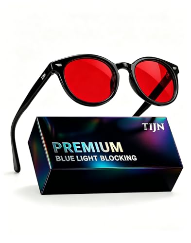 Image of TIJN Blue Light Blocking Glasses Men Women Vintage Thick Round Rim Frame Eyeglasses