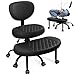 AtHope Ergonomic Cross Legged Office Chair with Wheels - Adjustable Height for Meditation, ADHD Desk & Yoga - Wide Criss Cross Design with Lumbar Support, Kneeling Chair - Black