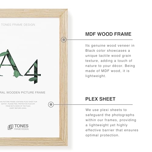 TONES FRAME DESIGN A4-Bilderrahmen, modernes Naturholz, bruchsicher, A4-Bilderrahmen, 21 x 29,7 cm, Massivholzfurnier, Wandkunst… – Ansicht 4