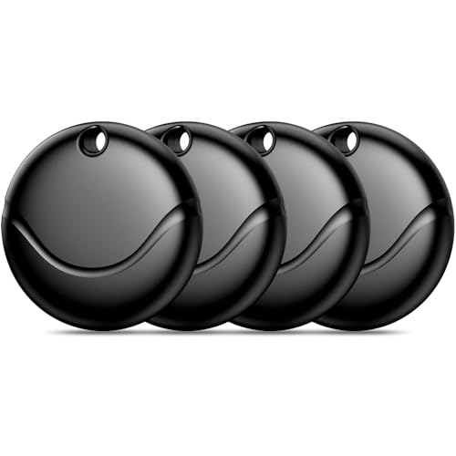 Smart Air Tracker Tag 4 Pack Negro, Buscador de Objetos Bluetooth Funciona con Buscar Apple (sólo iOS), Localizador Bluetooth, Rastreador para Llaves, Cartera, Mochila, Batería Reemplazabl