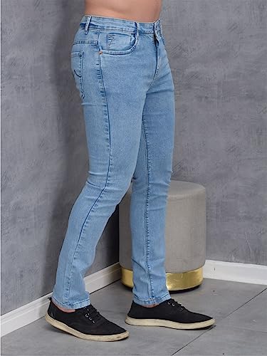 CALÇA MASCULINA JEANS SKINNY COM LYCRA LAVAGEM CLARA - E22504798 (42)