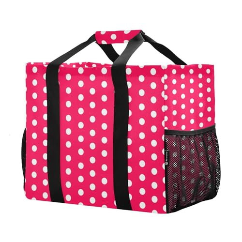 Polka Dots Red White Large Beach Bag Waterproof Beach Tote Bags for Women Travel Gym Pool2