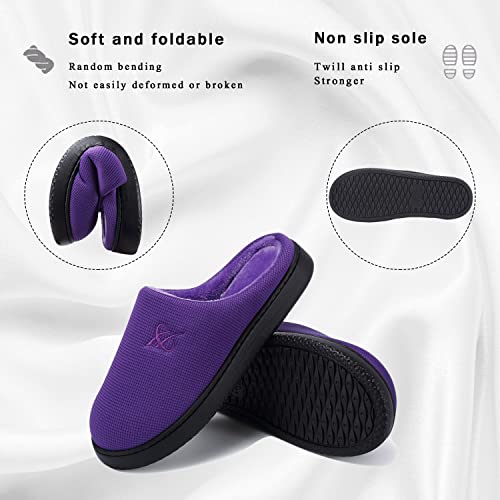 Landeer Women's And Men's Memory Foam Slippers Casual House Shoes (Purple,Women11-12/Men9-10) #TOP2